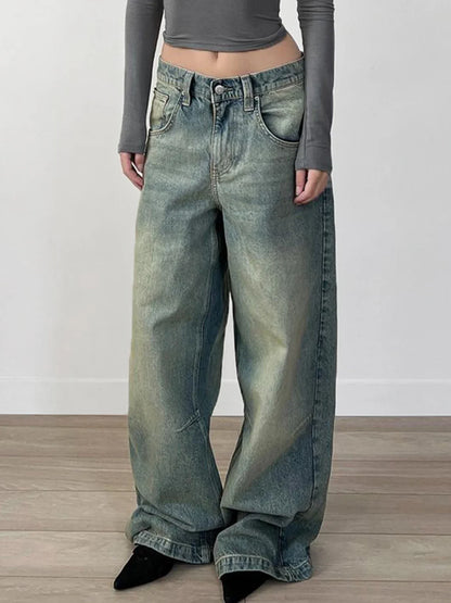 Streetwear y2k Tie Dye Baggy Jeans Women Casual Low Rise Loose Denim Pants Korean Fashion Denim Trousers Retro Mom Jeans