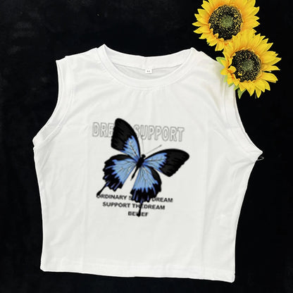 Full-shoulder cotton short-sleeved T-shirt women  summer new spice girls high waist slim short crop clothes sweet and spicy