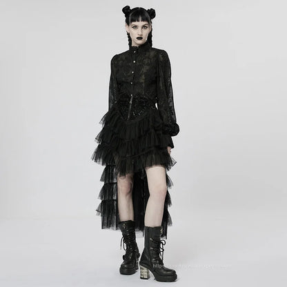 Gothic Flare Sleeve Chiffon Blouse