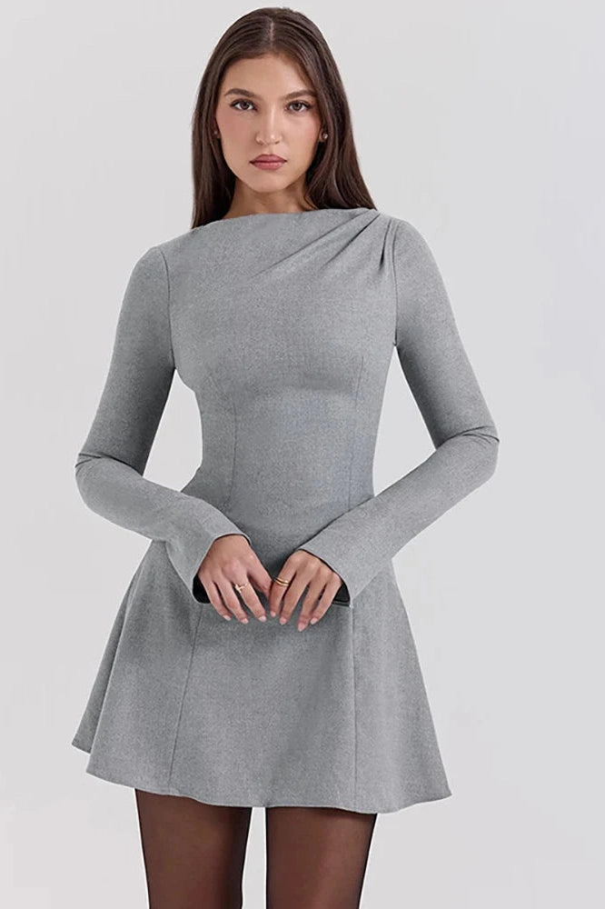 Elegant Long Sleeve A-Line Mini Dress