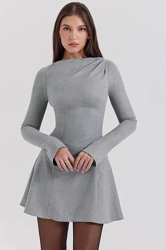 Elegant Long Sleeve A-Line Mini Dress