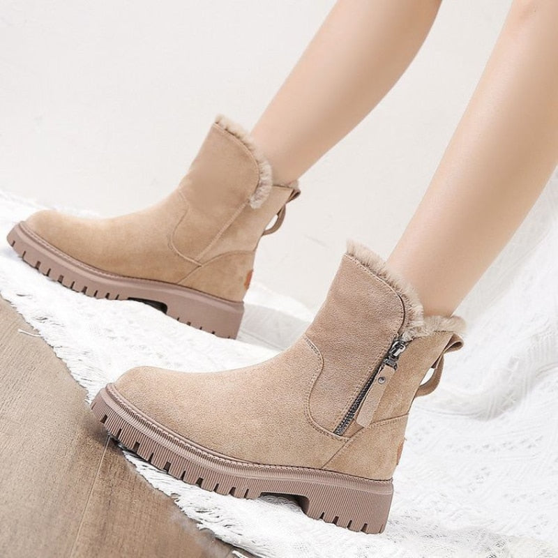Suede Flat Ankle Boots with Zipper for Women | Great for Casual Days