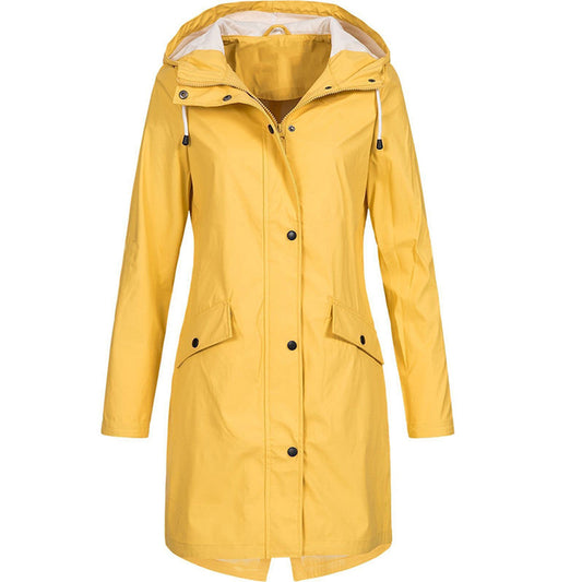 Chaqueta impermeable amarilla con capucha para mujer | Ideal para actividades al aire libre