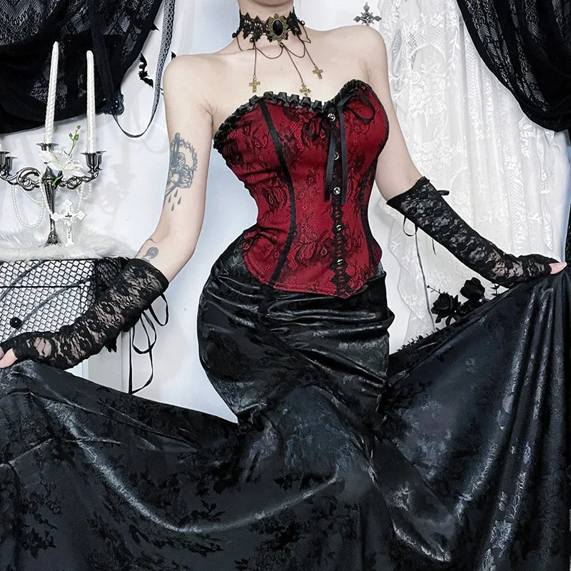 Lace Trim Backless Corset