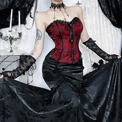 Lace Trim Backless Corset