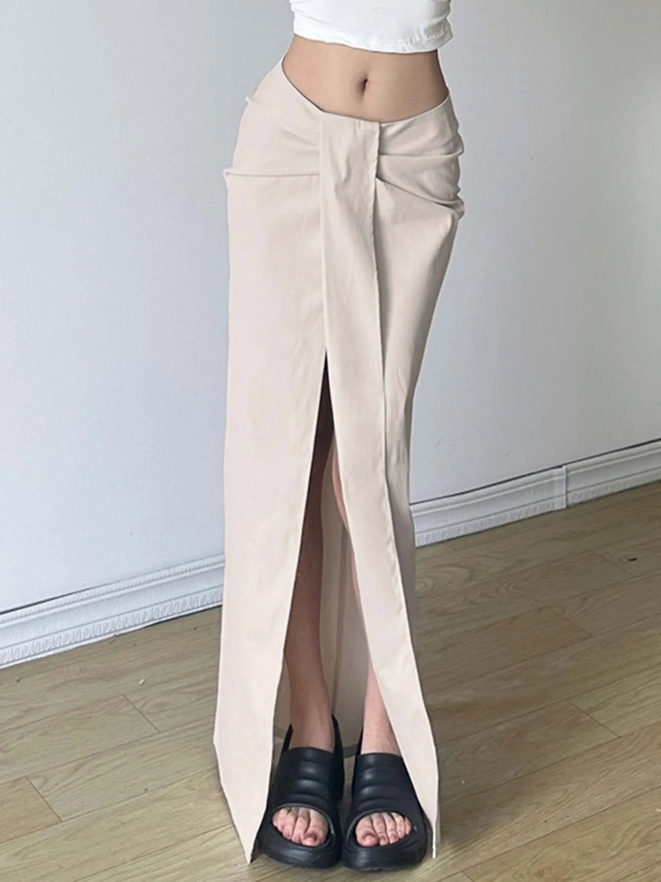 Solid High Split Ribbon Elegant Sexy Boho Skirts Women Summer Vacation Outfits