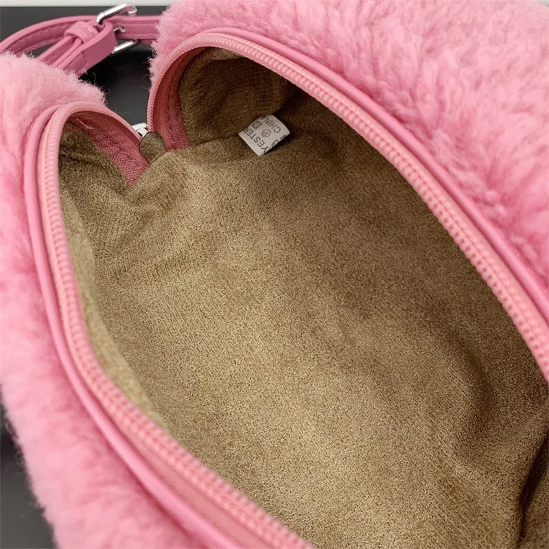 Luxury Brand Designer Box Bag Women  Winter Trendy Faux Fur Shoulder Bags Handbag Y2k Girls Fashion Festival Crossbody Bag