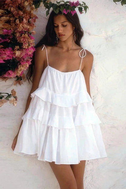Sleeveless Mini Dress with Straps and High Waist