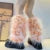 Ins 2000s Sweet Cute Pink Lolita Girls Gradient Faux Fur Leg Warmers Women Costume Leggings Hot Y2k Goth Punk Legcovers