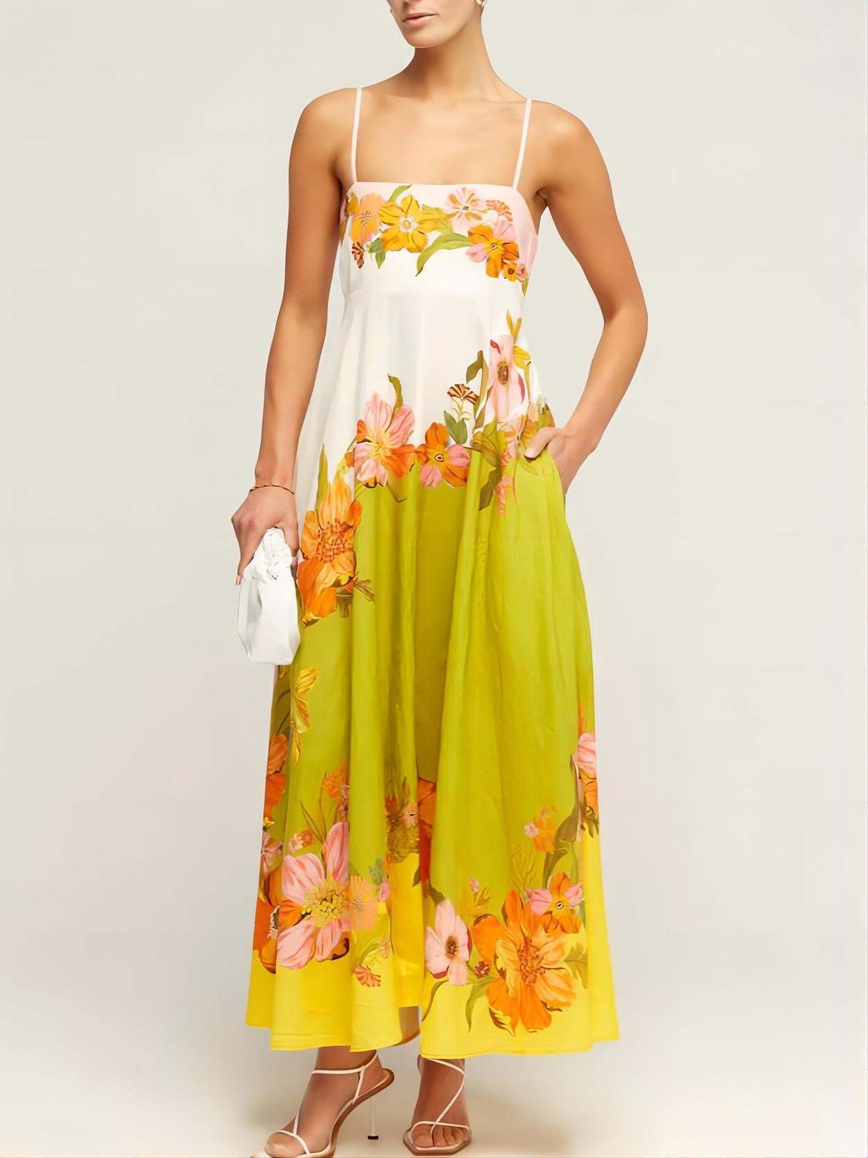 Sophisticated, Modern And Unique Print Strap Midi Dress