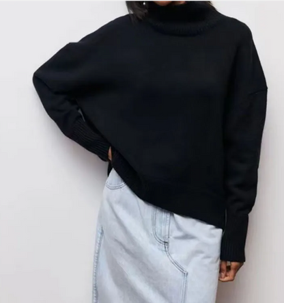 Jersey de cuello alto de punto suave para mujer | Ideal para otoño/invierno