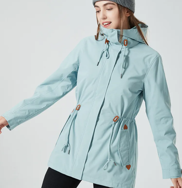 Chaqueta impermeable clásica para exteriores con estampado y capucha para mujer | Ideal para actividades al aire libre