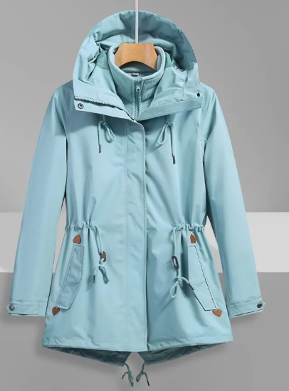 Chaqueta impermeable clásica para exteriores con estampado y capucha para mujer | Ideal para actividades al aire libre