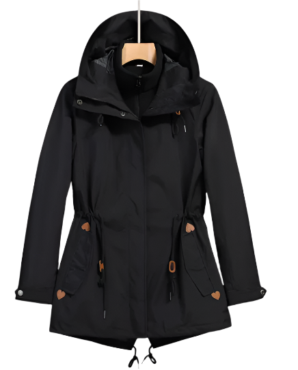 Chaqueta impermeable clásica para exteriores con estampado y capucha para mujer | Ideal para actividades al aire libre
