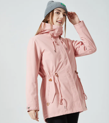 Chaqueta impermeable clásica para exteriores con estampado y capucha para mujer | Ideal para actividades al aire libre