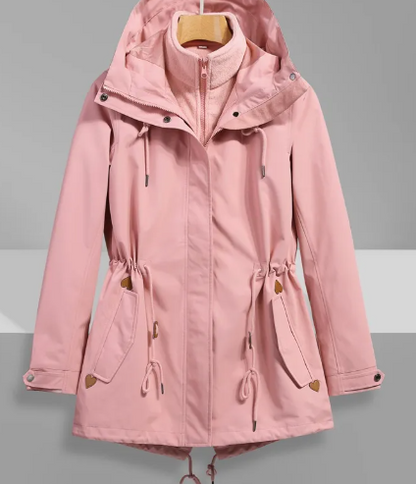 Chaqueta impermeable clásica para exteriores con estampado y capucha para mujer | Ideal para actividades al aire libre