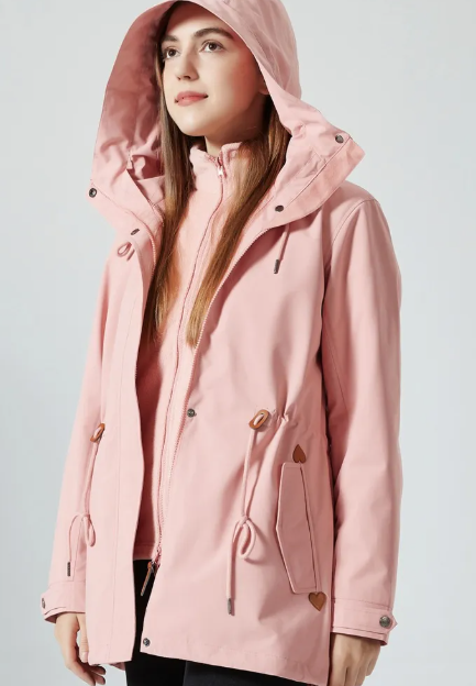 Chaqueta impermeable clásica para exteriores con estampado y capucha para mujer | Ideal para actividades al aire libre