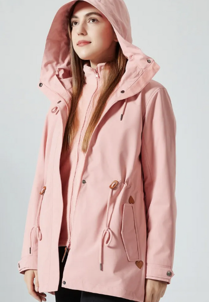 Chaqueta impermeable clásica para exteriores con estampado y capucha para mujer | Ideal para actividades al aire libre