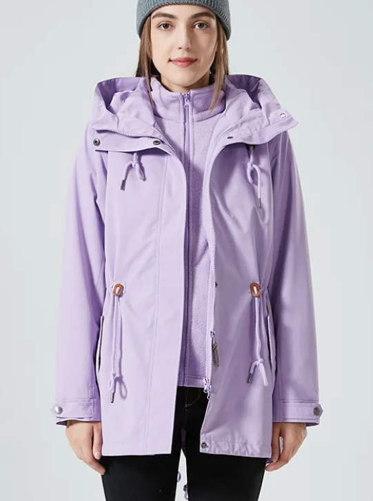 Chaqueta impermeable clásica para exteriores con estampado y capucha para mujer | Ideal para actividades al aire libre