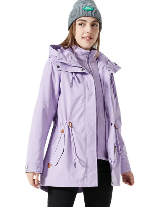 Chaqueta impermeable clásica para exteriores con estampado y capucha para mujer | Ideal para actividades al aire libre