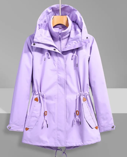 Chaqueta impermeable clásica para exteriores con estampado y capucha para mujer | Ideal para actividades al aire libre