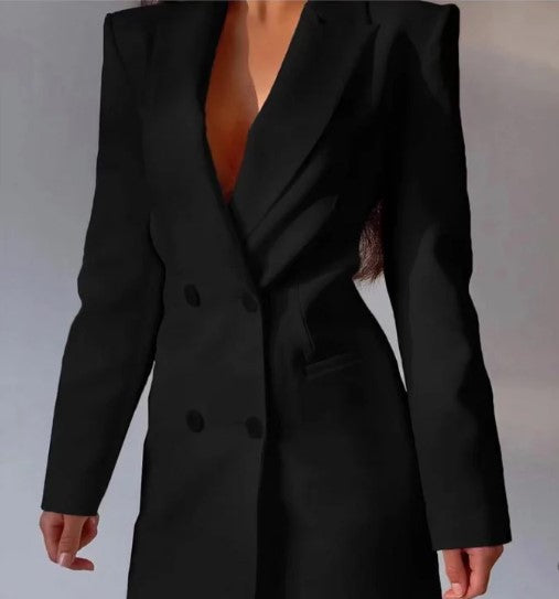 Women's Stylish Cutout Blazer Suit with Double Buttons and Pockets | Ideal for All Seasons