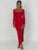 Long Sleeve Ruched High Split Maxi Dress Women Square Collar Drawstring Bodycon Sexy Party Long Dress Elegant Autumn