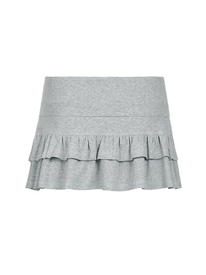 Gray Solid Basic Casual Lining Shorts Skirts Womens Pink Sweet Cute Y2K Streetwear