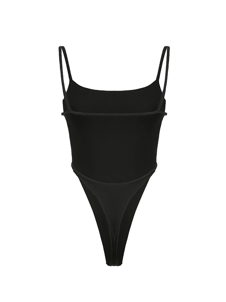 Solid Backless Skinny Sexy Slip Bodysuit Women Summer Rave Outfits