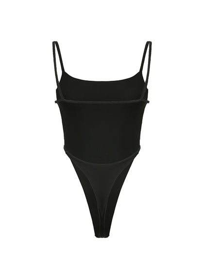 Solid Backless Skinny Sexy Slip Bodysuit Women Summer Rave Outfits
