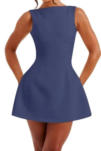 Sleeveless Backless High Waist Slim Mini Dress