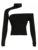 Asymmetrical Cut Out Sexy Choker T Shirt Women Black Skinny Off Shoulder Long Sleeve Crop Tee Rave Baddie Streetwear Tops