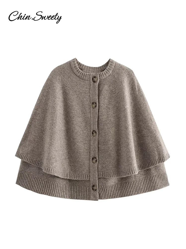 Autumn Shawl Style Short Sweater Cardigan Women Loose Single-breasted Simple Knitwear Top Fashion Lady Causal Solid Pullover