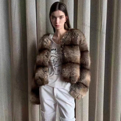Winter Warm Fluffy Faux Fur Coat Women Softly Warm Furry Fox Fur Outerwear Jacket High Quality Brand Overcoats