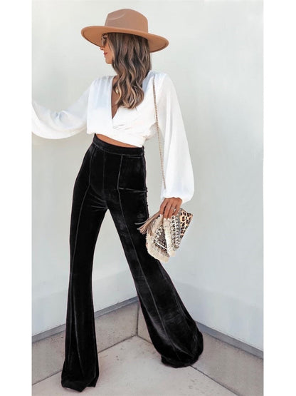 Women's Stylish Velvet Flared Trousers | Ideal for All Seasons