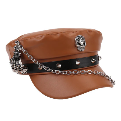 Leather Skull Claw Chain Hat