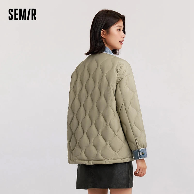 Down Jacket Women Mid-Length Waterproof Patchwork  New Winter Antistatic Loose Outerwear Down Jacket