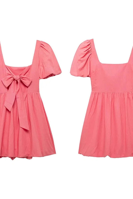 Puff Sleeve Square Neck Mini Dress