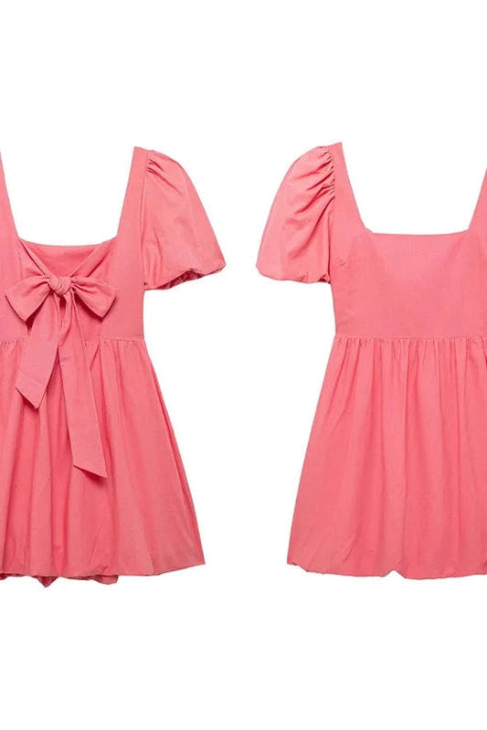 Puff Sleeve Square Neck Mini Dress