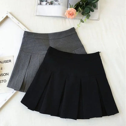 Harajuku Pleated Skirt Women Streetwear High Waist Black Mini Skirts Korean Preppy School Uniform All Match A Line Skirt