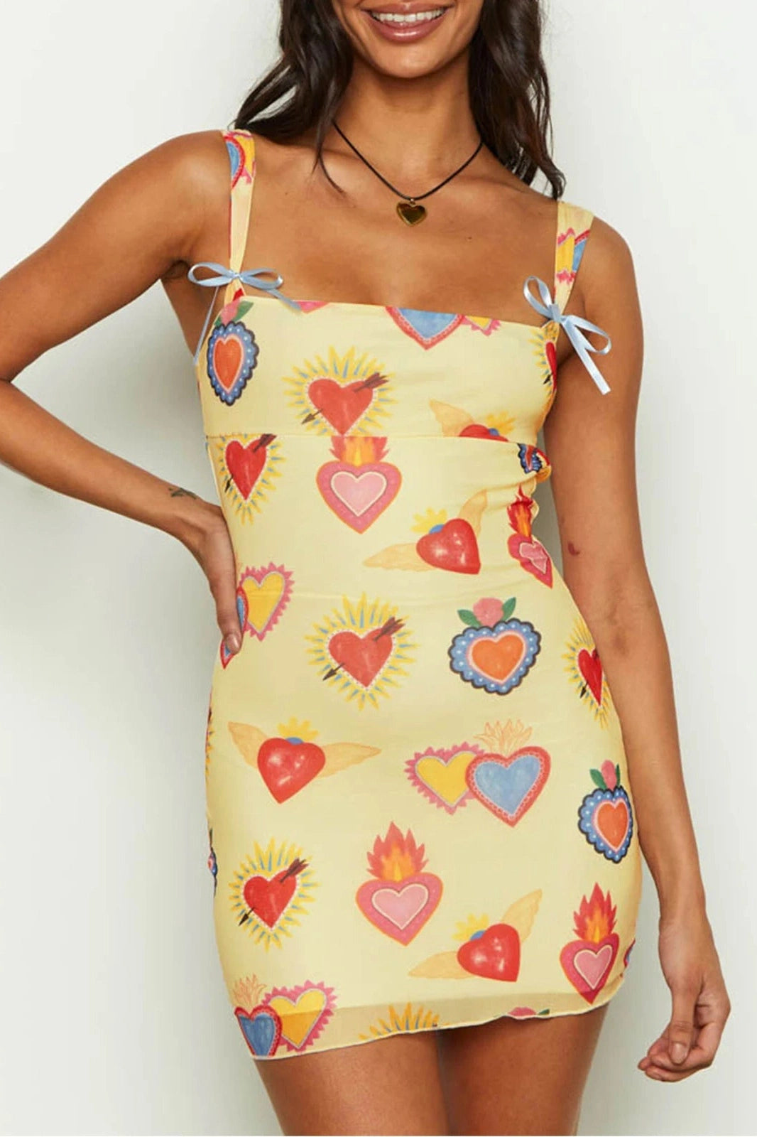 Bodycon Square Neck Spaghetti Strap Mini Dress