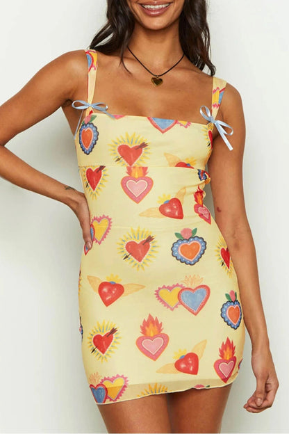 Bodycon Square Neck Spaghetti Strap Mini Dress