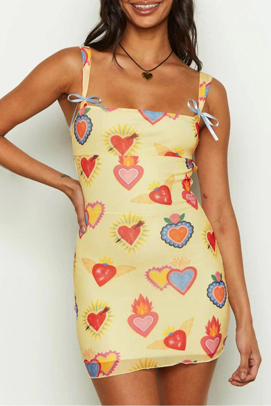 Bodycon Square Neck Spaghetti Strap Mini Dress