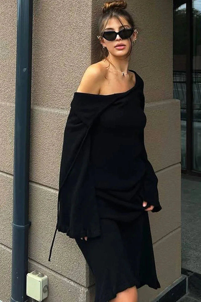 Lace-Up Loose Backless Mini Dress