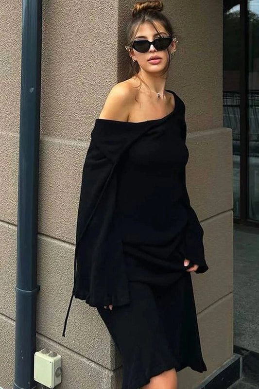 Lace-Up Loose Backless Mini Dress