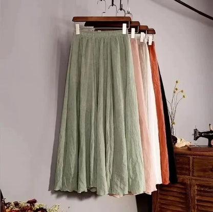 Skirts For Women Female Bohemian Beach A Line Dress Double Layer Elastic Waist Long Maxi Comfortable Temperament Skirts
