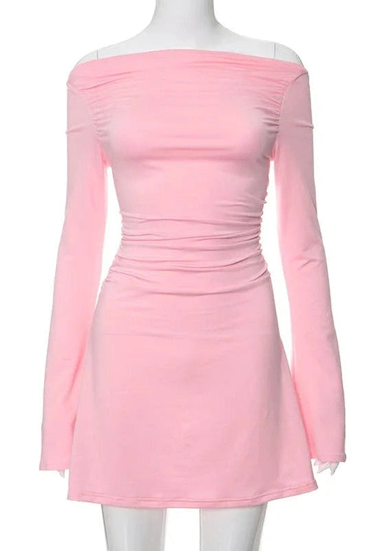 Elegant Long Sleeve Slim Fit A-Line Mini Dress