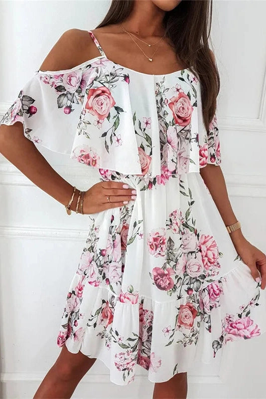 Backless Off Shoulder Spaghetti Strap Mini Dress