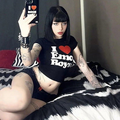 Y2K New Printed T-shirt Fashion Casual Short sleeved Short Top Summer Sexy Electronic Girl T-shirt Women’s Clothing