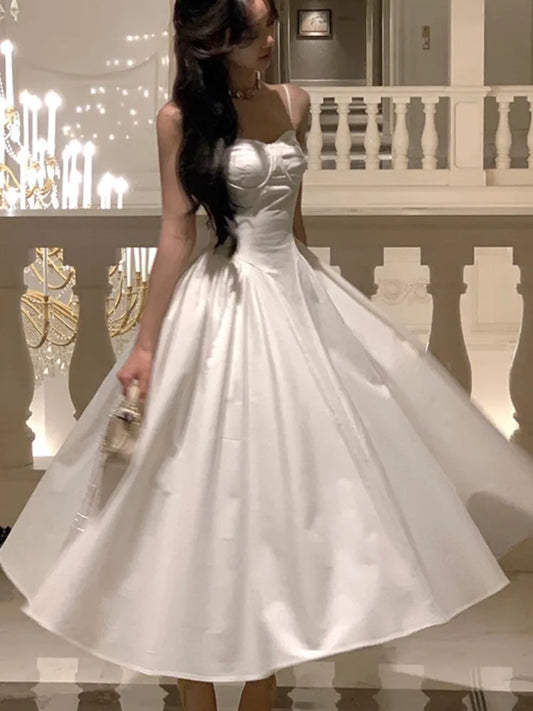 Elegant A-line Princess Dresses for Women Spaghetti Strap Evening Party Dress Prom Robe Korean Fashion Summer Vestido Mujer New